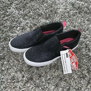 Girls size 3Y Black glitter slip on Vans